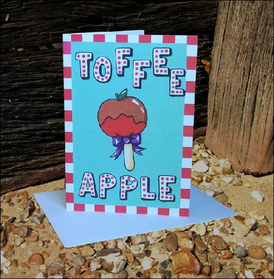 Olivia Goddard Designs - Greetings Card - The Candy Collection - Toffee Apple (CANDY60)