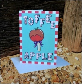 Olivia Goddard Designs - Greetings Card - The Candy Collection - Toffee Apple (CANDY60)
